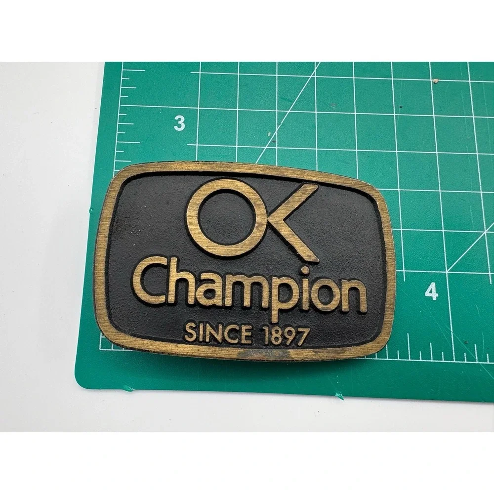 OK Champion Since 1897 Belt‎ Buckle Solid Brass DynaBuckle Utah USA Vintage